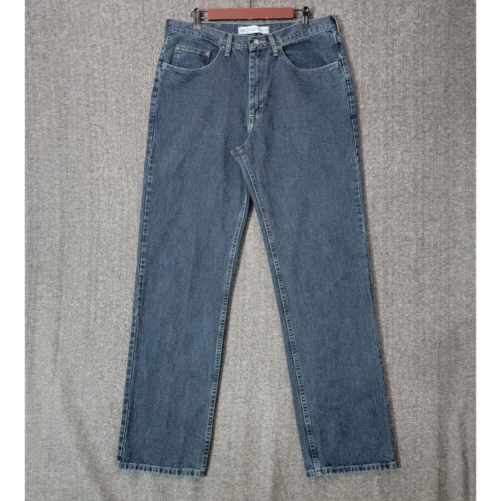 Lee Jeans Mens 34x35* Blue Relaxed Straight Leg 100% Cotton Denim